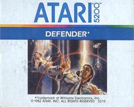 Top of cartridge artwork for Defender on the Atari 5200.