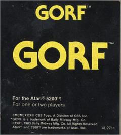 Top of cartridge artwork for Gorf on the Atari 5200.