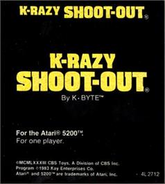 Top of cartridge artwork for K-Razy Shootout on the Atari 5200.