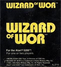Top of cartridge artwork for Wizard of Wor on the Atari 5200.