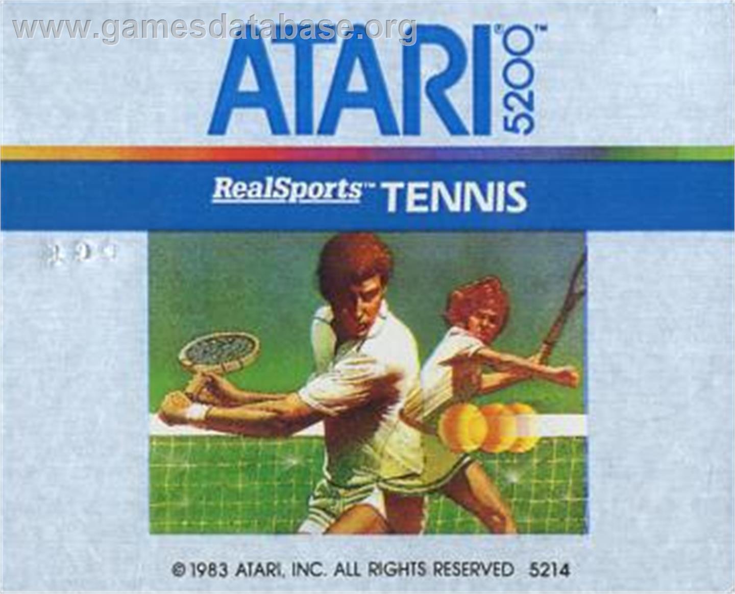 RealSports Tennis - Atari 5200 - Artwork - Cartridge Top