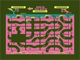 In game image of Road Runner (Prototype) on the Atari 5200.