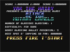 Title screen of Attack of the Mutant Camels (Atari 8bit conversion) on the Atari 5200.