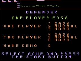Title screen of Defender on the Atari 5200.