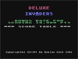 Title screen of Deluxe Invaders (Atari 8bit conversion) on the Atari 5200.