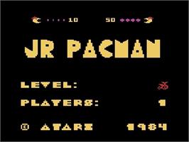 Title screen of Jr. Pac-Man on the Atari 5200.