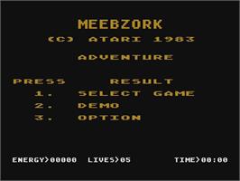 Title screen of Meebzork (Prototype) on the Atari 5200.