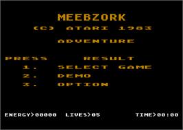 Title screen of Meebzork on the Atari 5200.