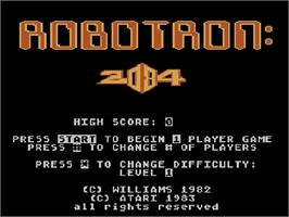 Title screen of Robotron on the Atari 5200.