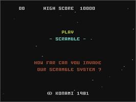Title screen of Scramble on the Atari 5200.