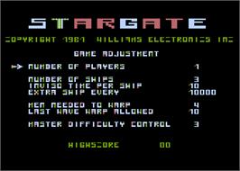 Title screen of Stargate on the Atari 5200.