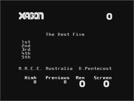 Title screen of Xagon (Atari 8bit conversion) on the Atari 5200.
