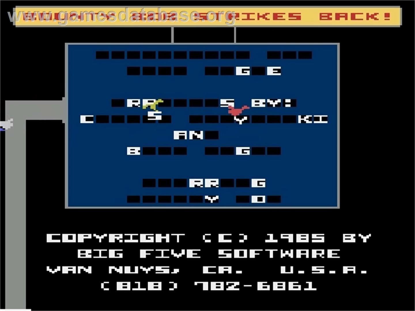 Bounty Bob Strikes Back - Atari 5200 - Artwork - Title Screen
