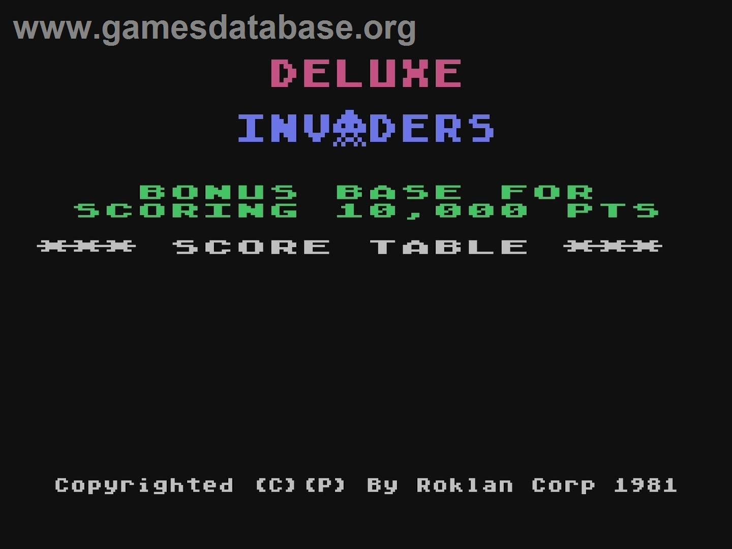 Deluxe Invaders (Atari 8bit conversion) - Atari 5200 - Artwork - Title Screen
