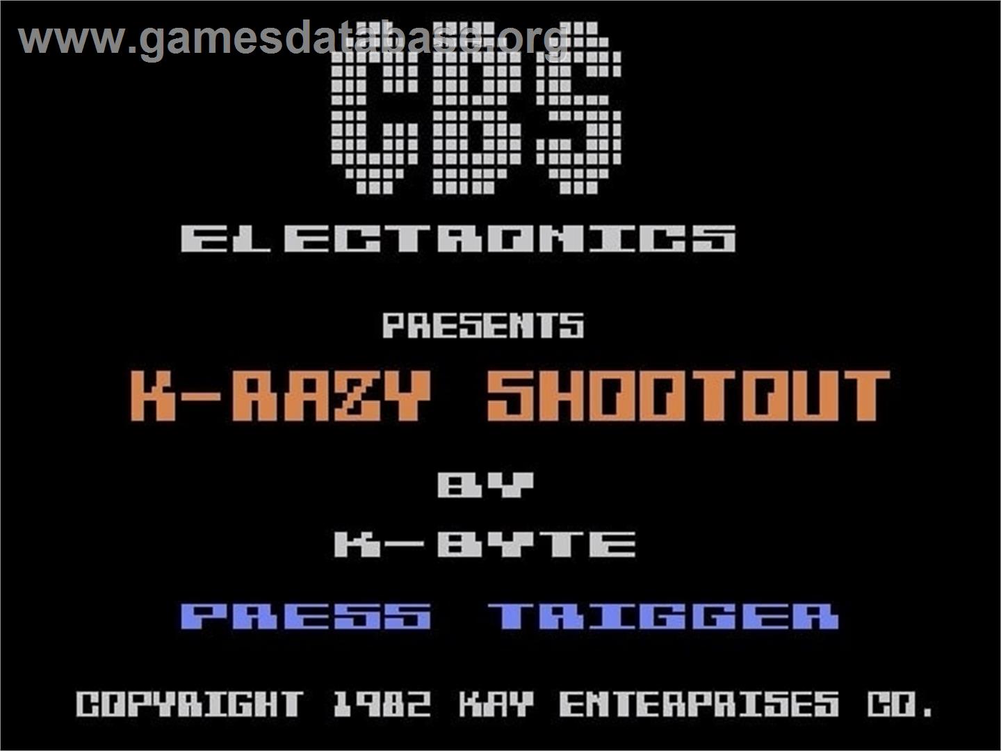 K-razy Shoot-out - Atari 5200 - Artwork - Title Screen
