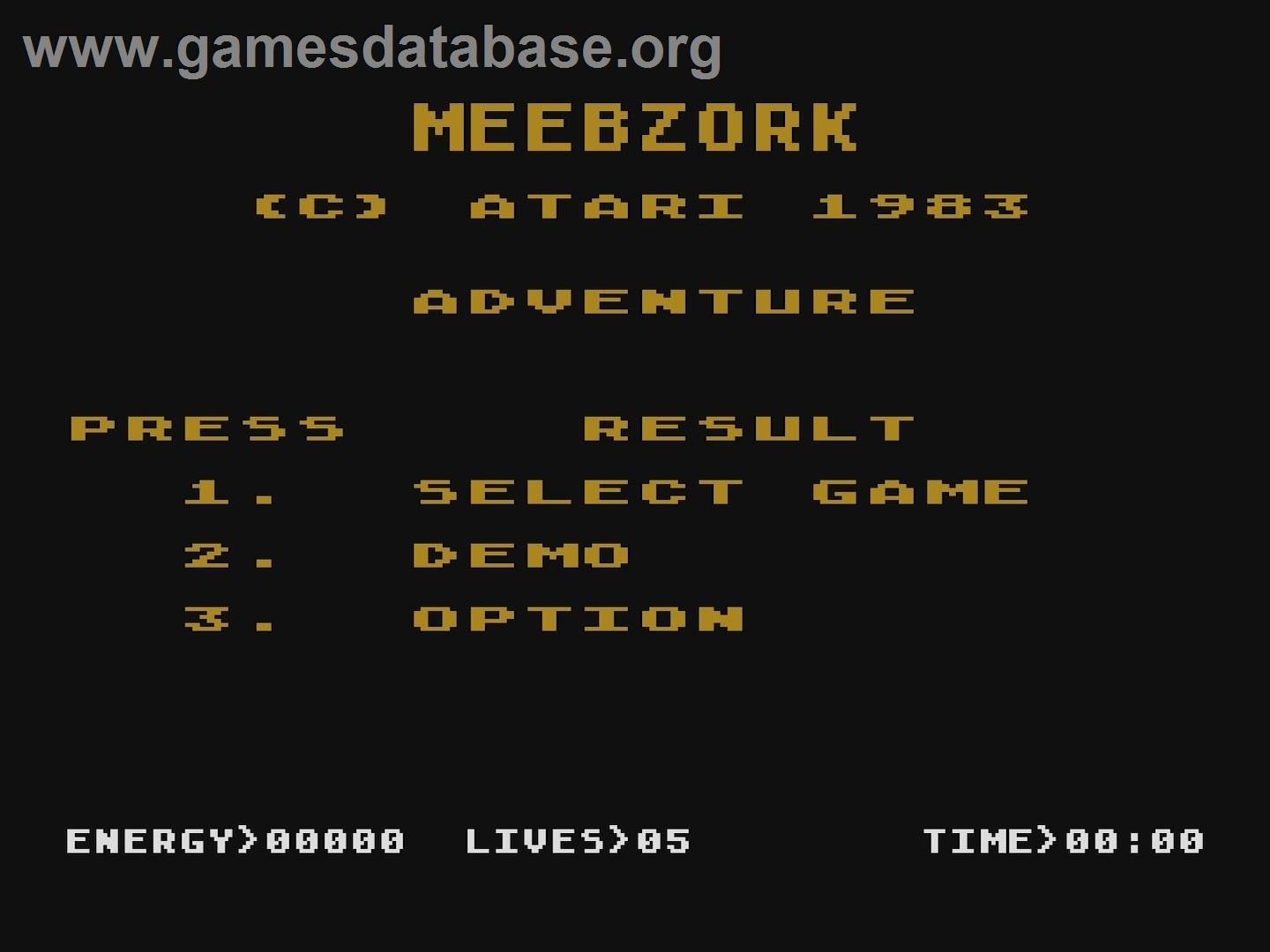 Meebzork (Prototype) - Atari 5200 - Artwork - Title Screen