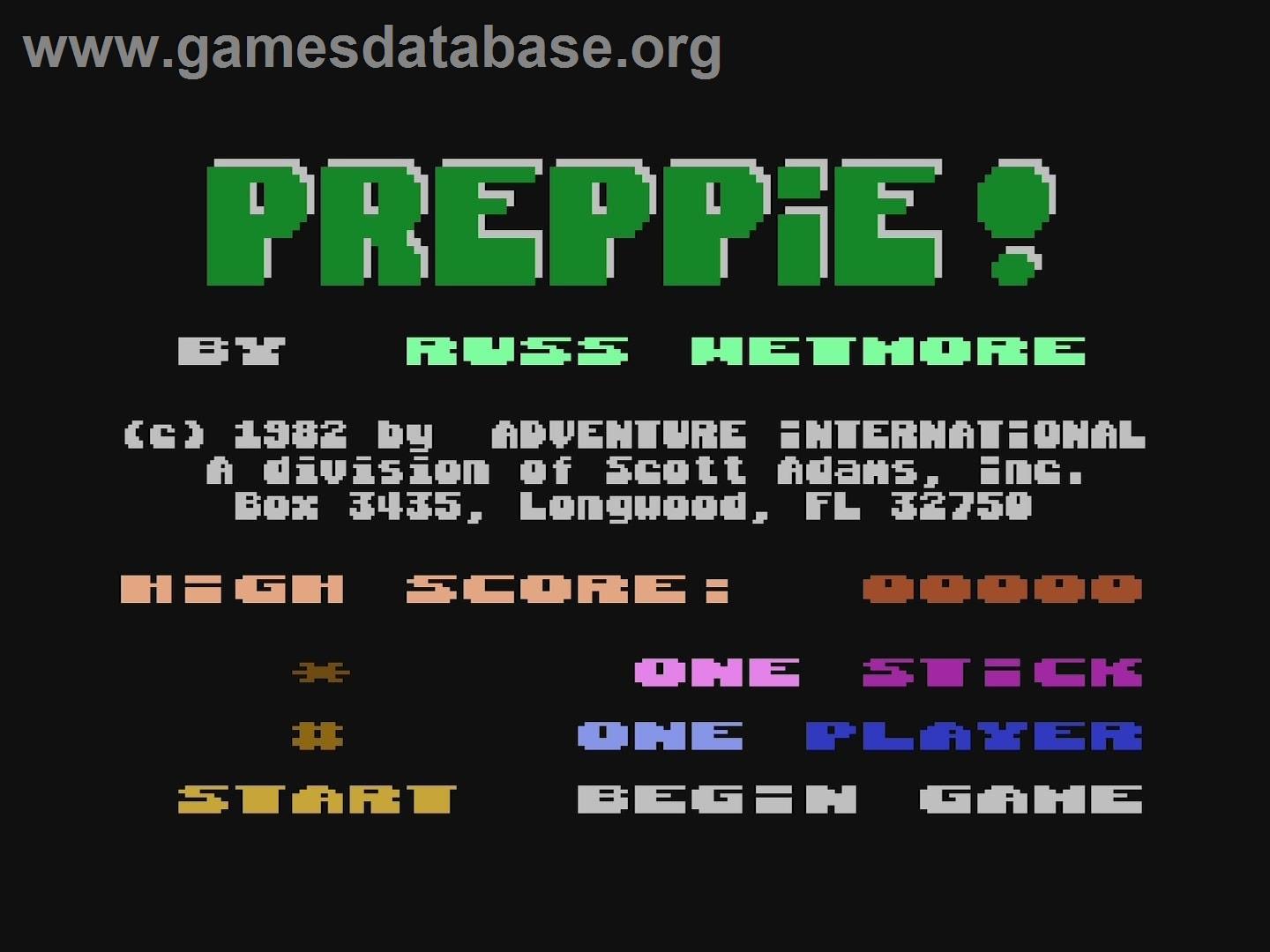Preppie! (Atari 8bit conversion) - Atari 5200 - Artwork - Title Screen
