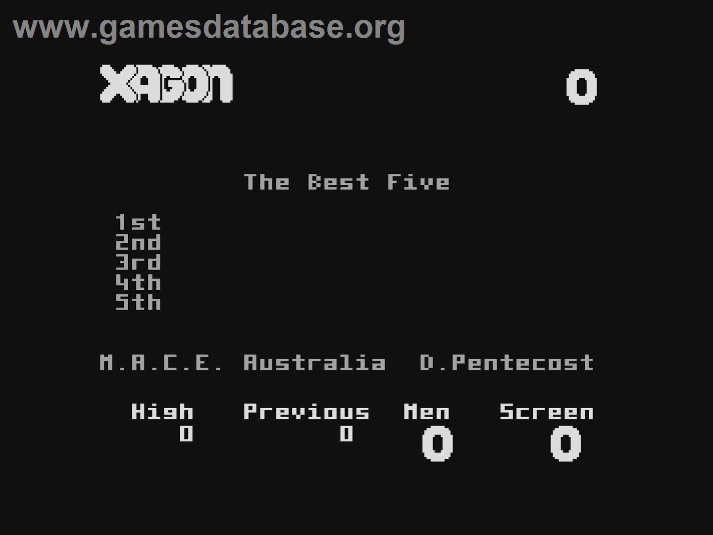 Xagon (Atari 8bit conversion) - Atari 5200 - Artwork - Title Screen