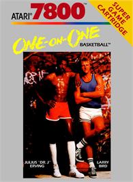 Box cover for One-On-One Basketball on the Atari 7800.