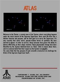 Box back cover for Atlas on the Atari 7800.