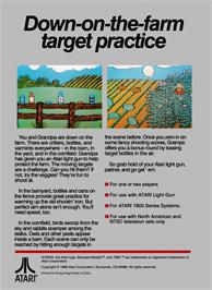 Box back cover for Barnyard Blaster on the Atari 7800.