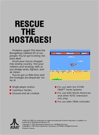 Box back cover for Choplifter! on the Atari 7800.