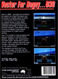 Box back cover for Dan Kitchen's Tomcat: The F-14 Fighter Simulator on the Atari 7800.