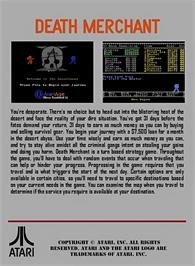 Box back cover for Death Merchant on the Atari 7800.