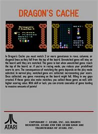 Box back cover for Dragon's Cache on the Atari 7800.