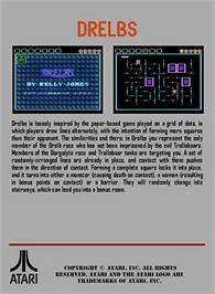 Box back cover for Drelbs on the Atari 7800.