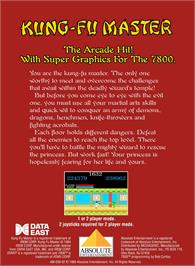 Box back cover for Kung-Fu Master on the Atari 7800.