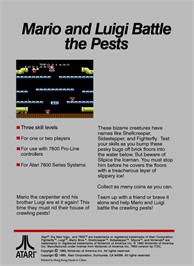 Box back cover for Mario Bros. on the Atari 7800.