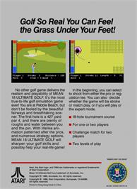 Box back cover for Mean 18 Golf on the Atari 7800.