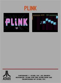Box back cover for Plink on the Atari 7800.