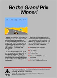 Box back cover for Pole Position 2 on the Atari 7800.
