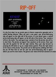Box back cover for Rip-Off on the Atari 7800.