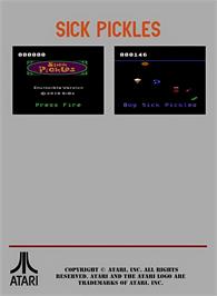 Box back cover for Sick Pickles on the Atari 7800.