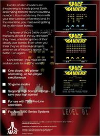Box back cover for Space Invaders 7800 on the Atari 7800.