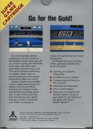 Box back cover for Summer Games on the Atari 7800.