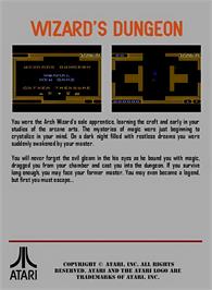 Box back cover for Wizard's Dungeon on the Atari 7800.