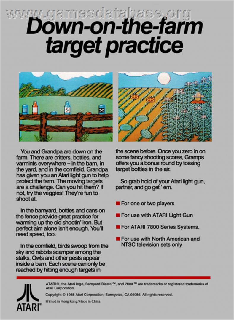 Barnyard Blaster - Atari 7800 - Artwork - Box Back