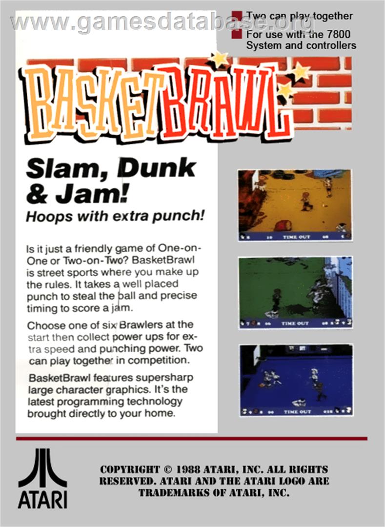 Basketbrawl - Atari 7800 - Artwork - Box Back