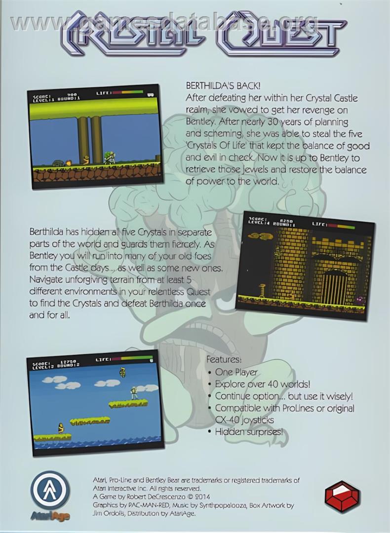 Bentley Bear's Crystal Quest - Atari 7800 - Artwork - Box Back