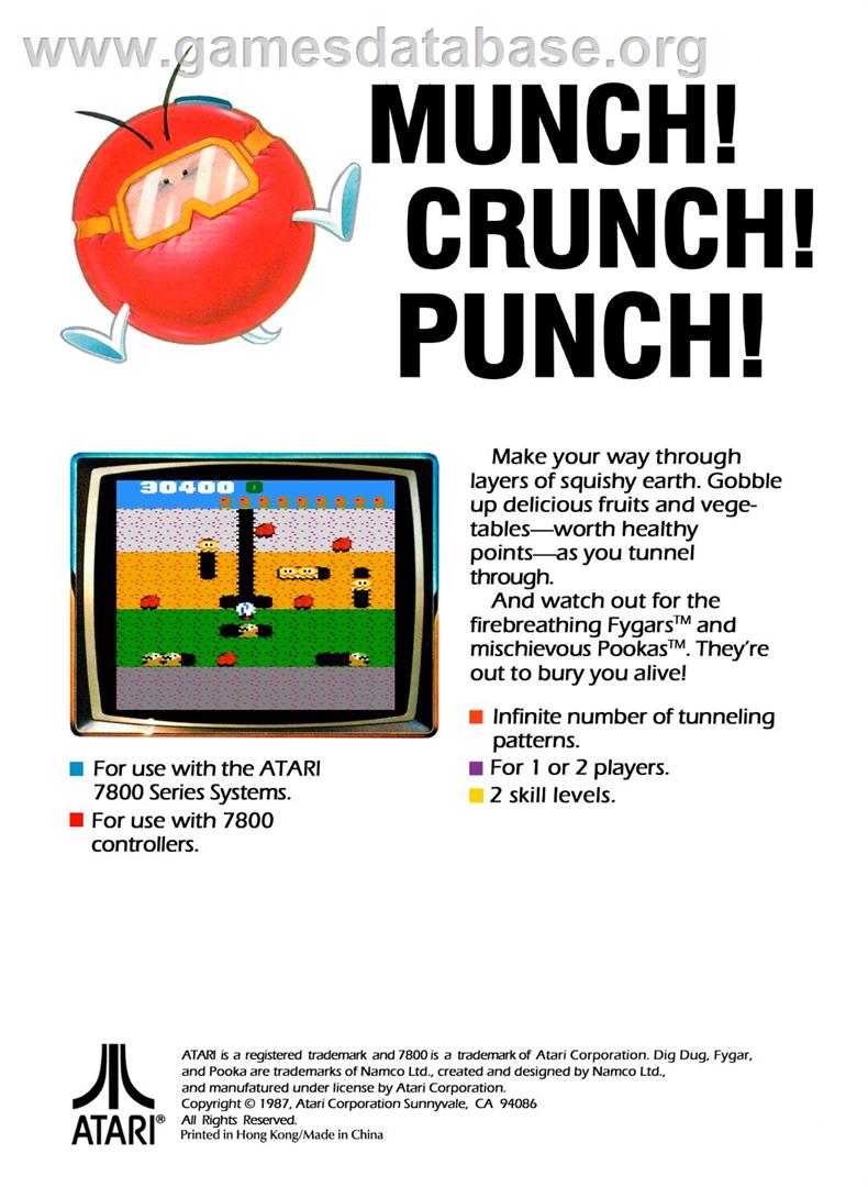 Dig Dug - Atari 7800 - Artwork - Box Back