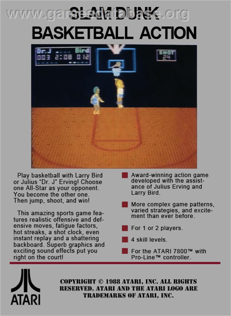 Dr. J and Larry Bird Go One-on-One - Atari 7800 - Artwork - Box Back