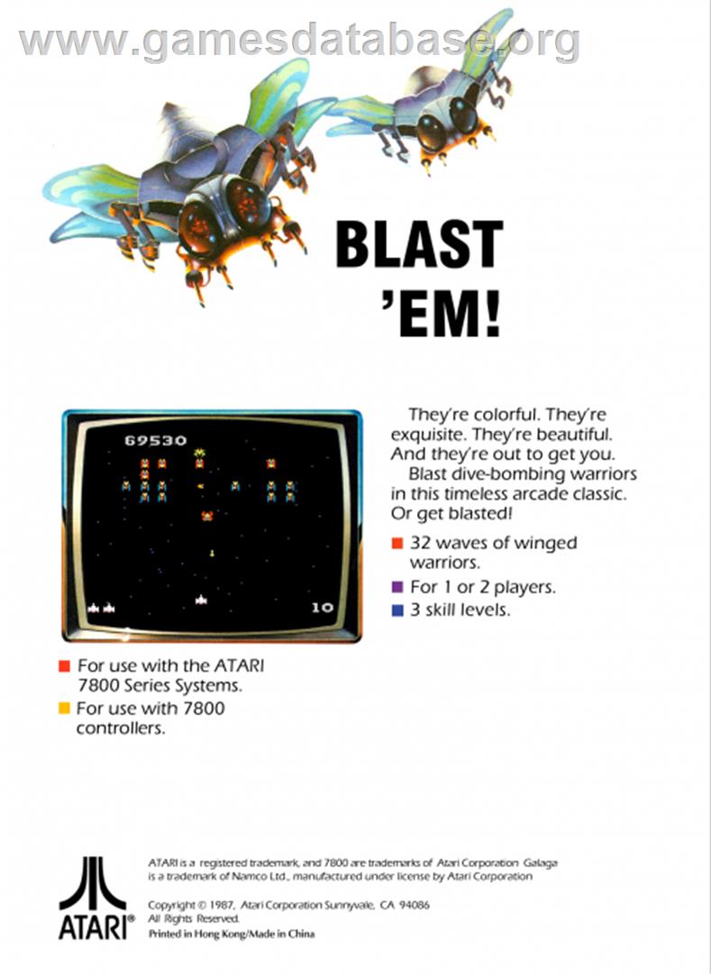 Galaga - Atari 7800 - Artwork - Box Back