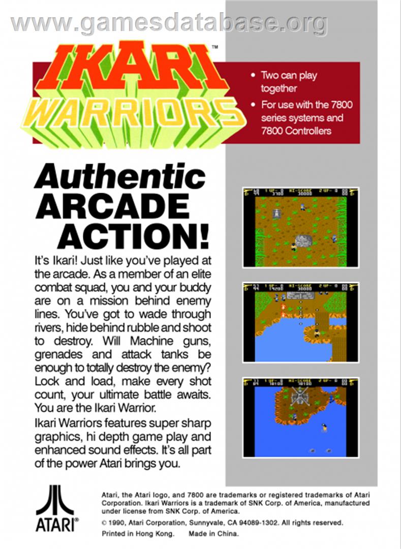 Ikari Warriors - Atari 7800 - Artwork - Box Back