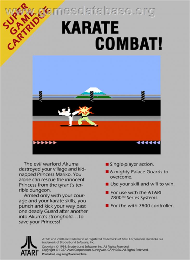 Karateka - Atari 7800 - Artwork - Box Back
