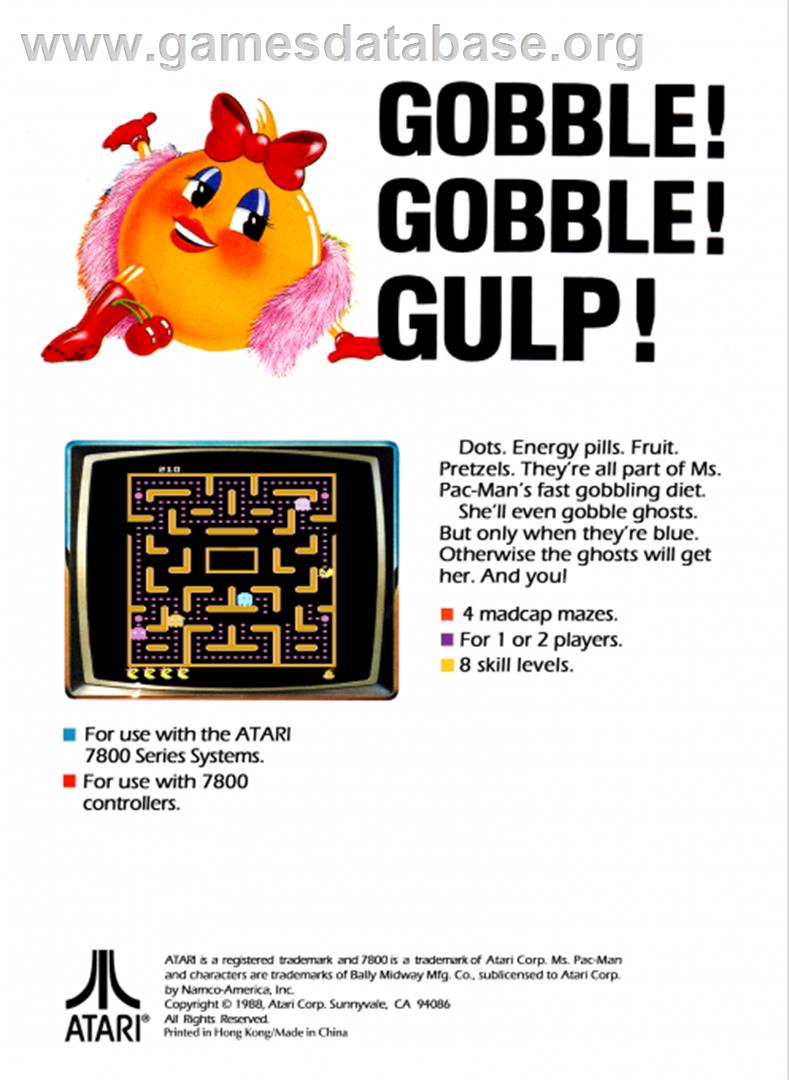 Ms. Pac-Man - Atari 7800 - Artwork - Box Back