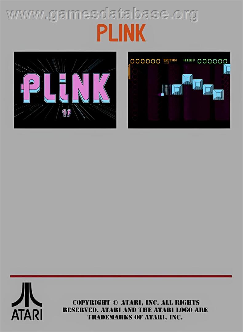 Plink - Atari 7800 - Artwork - Box Back